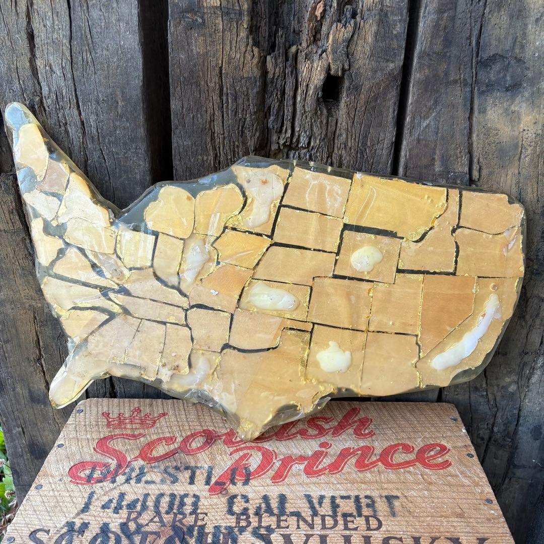 【1950s60s USA vintage】アメリカ 地図 州 アート オブジェ