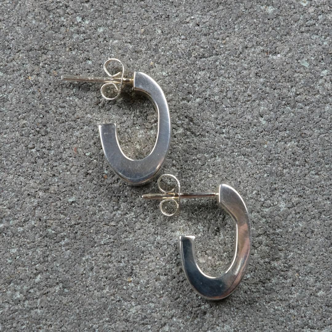 メキシコ タスコ製 TAXCO シルバー925 オーバルフープピアス/軽研磨仕上