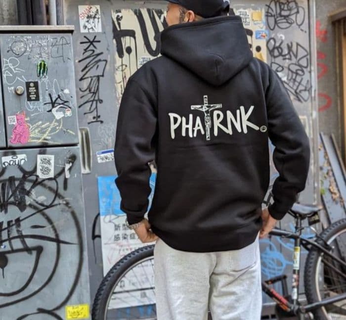 【PHATRNK✙ファットランク】キリストロゴ 黒 パーカー XL