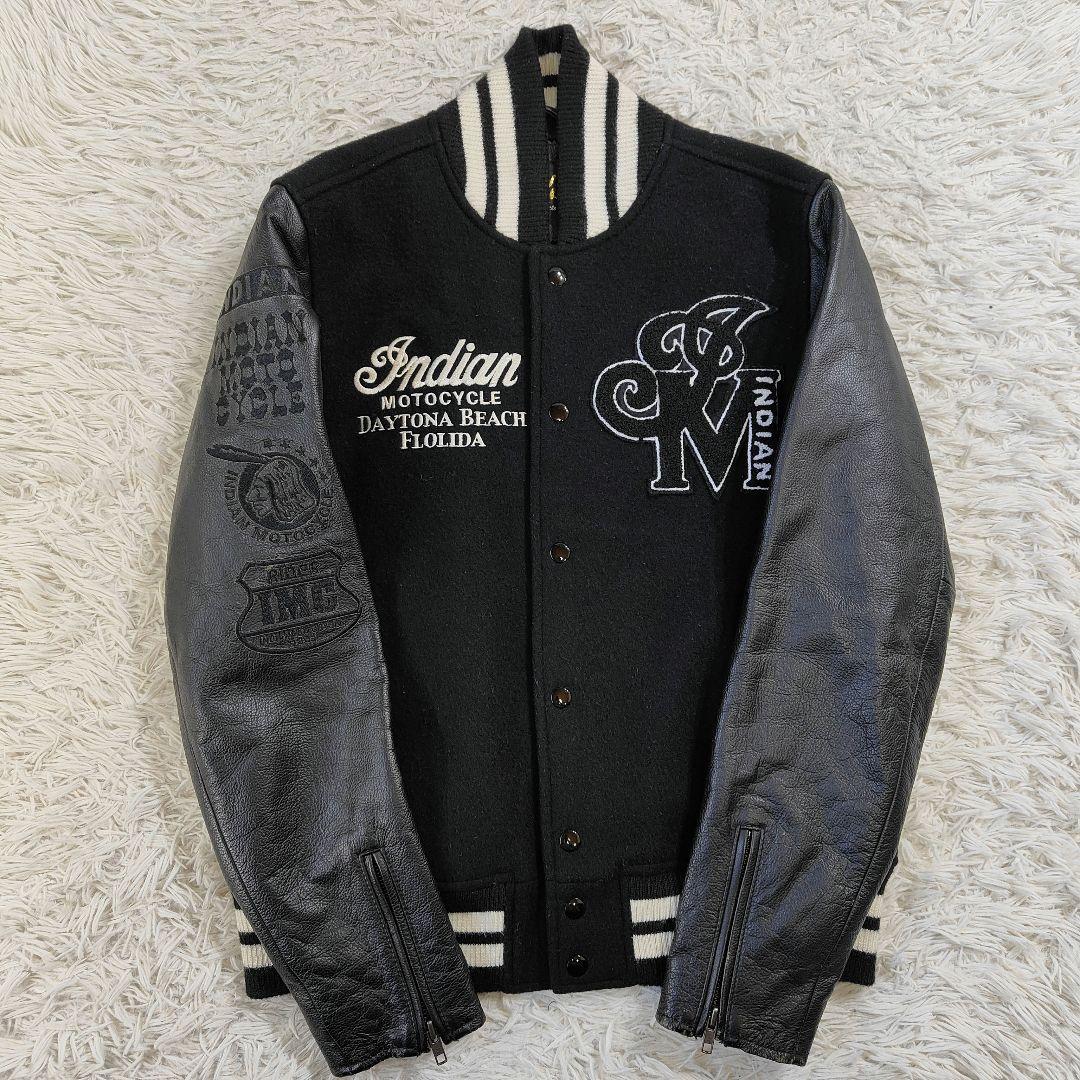 美品　インディアンモトサイクル　スタジャン M 刺繍　本皮
