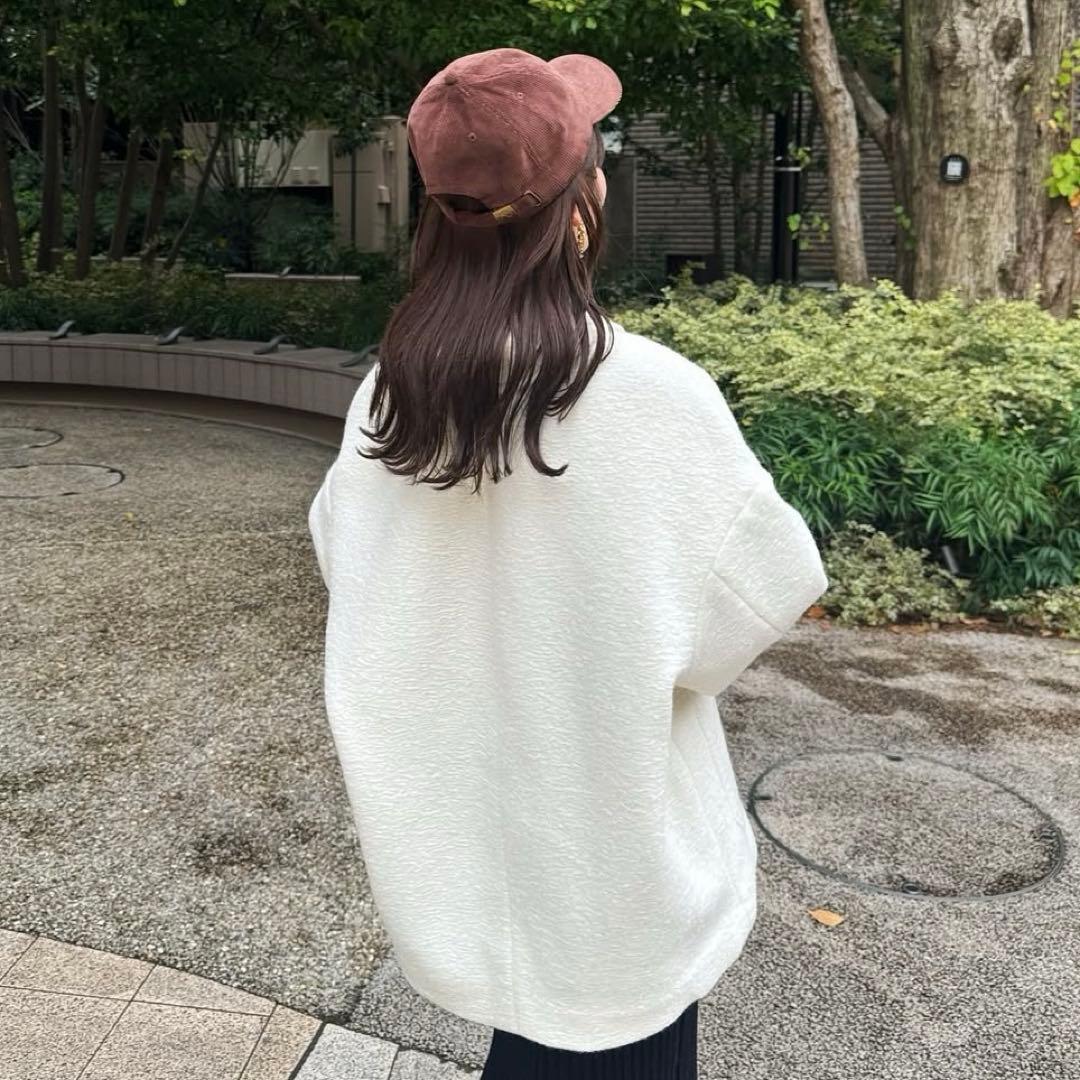 hinari ステンカラーシャギーミドルコート　ホワイト　タグ付き　新品未開封