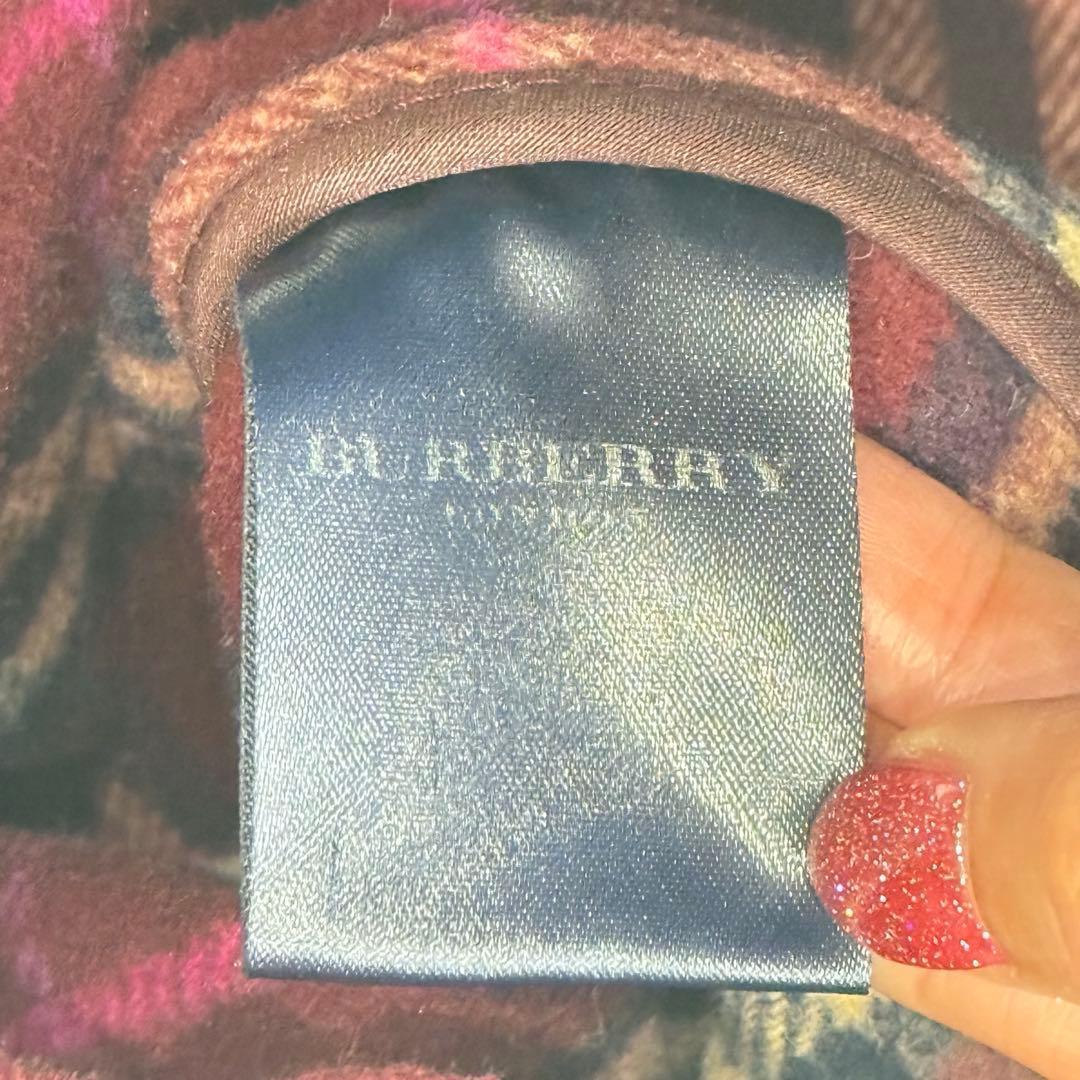 バーバリーロンドン ダッフルコート ノバチェック ウール混 レディース 赤茶系