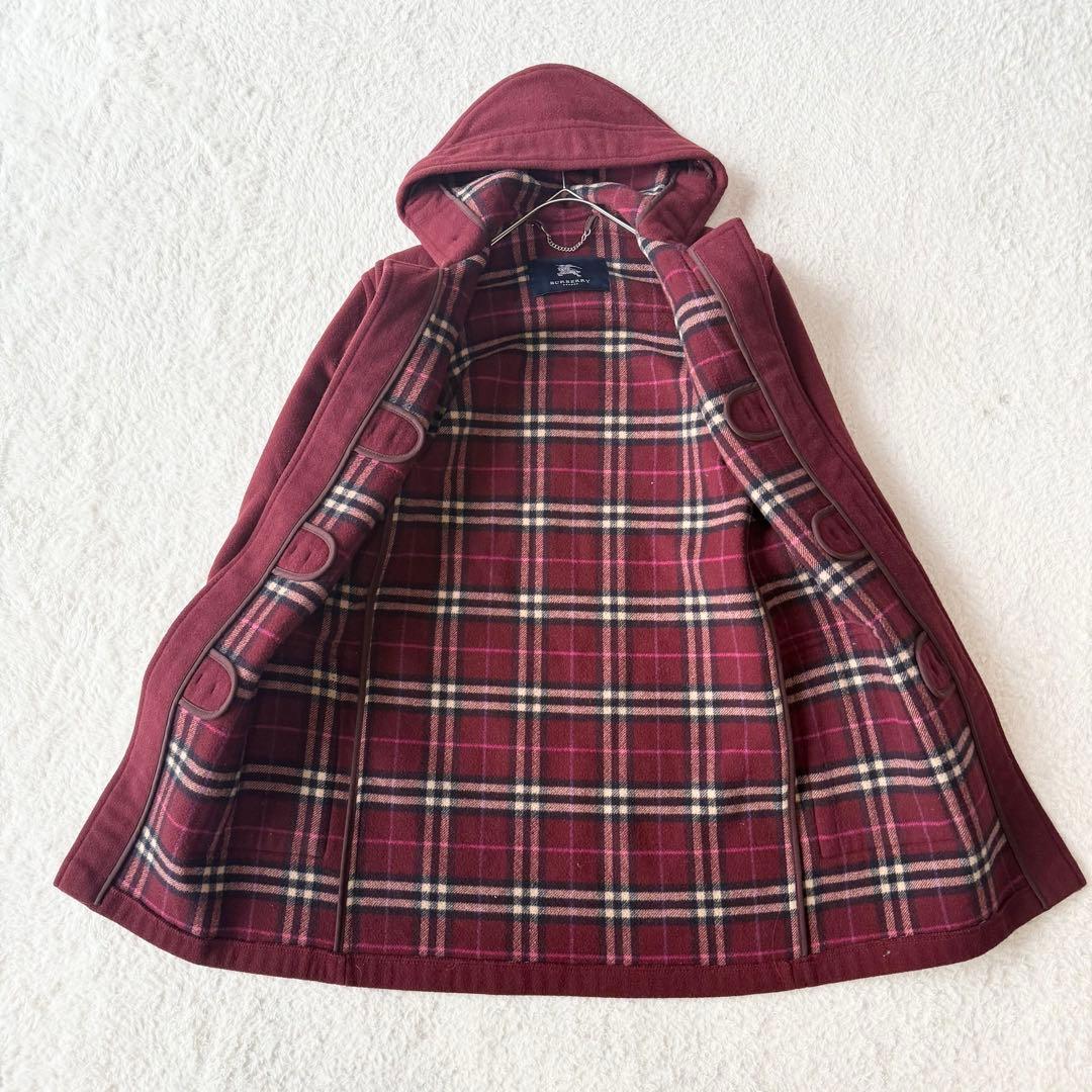 バーバリーロンドン ダッフルコート ノバチェック ウール混 レディース 赤茶系