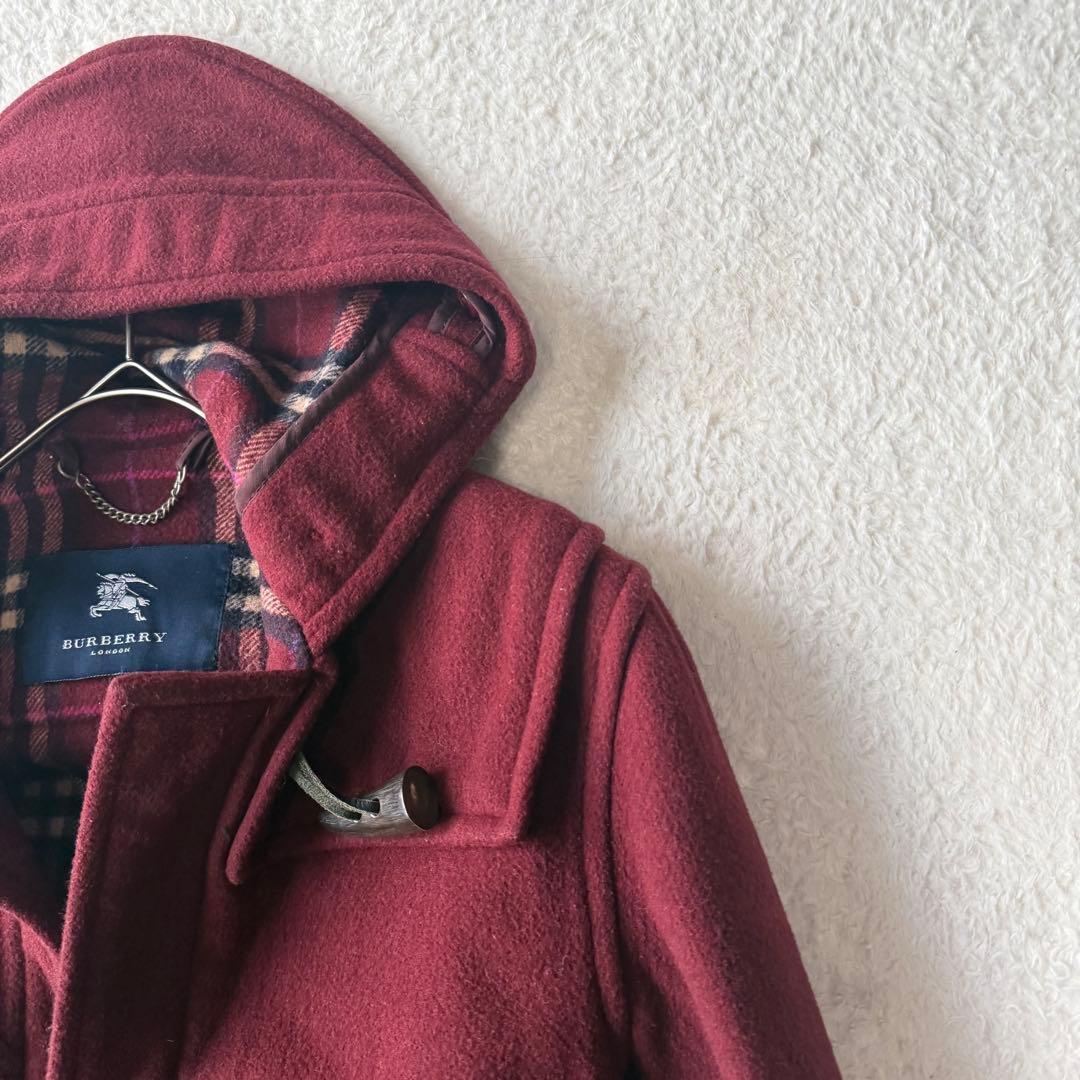 バーバリーロンドン ダッフルコート ノバチェック ウール混 レディース 赤茶系