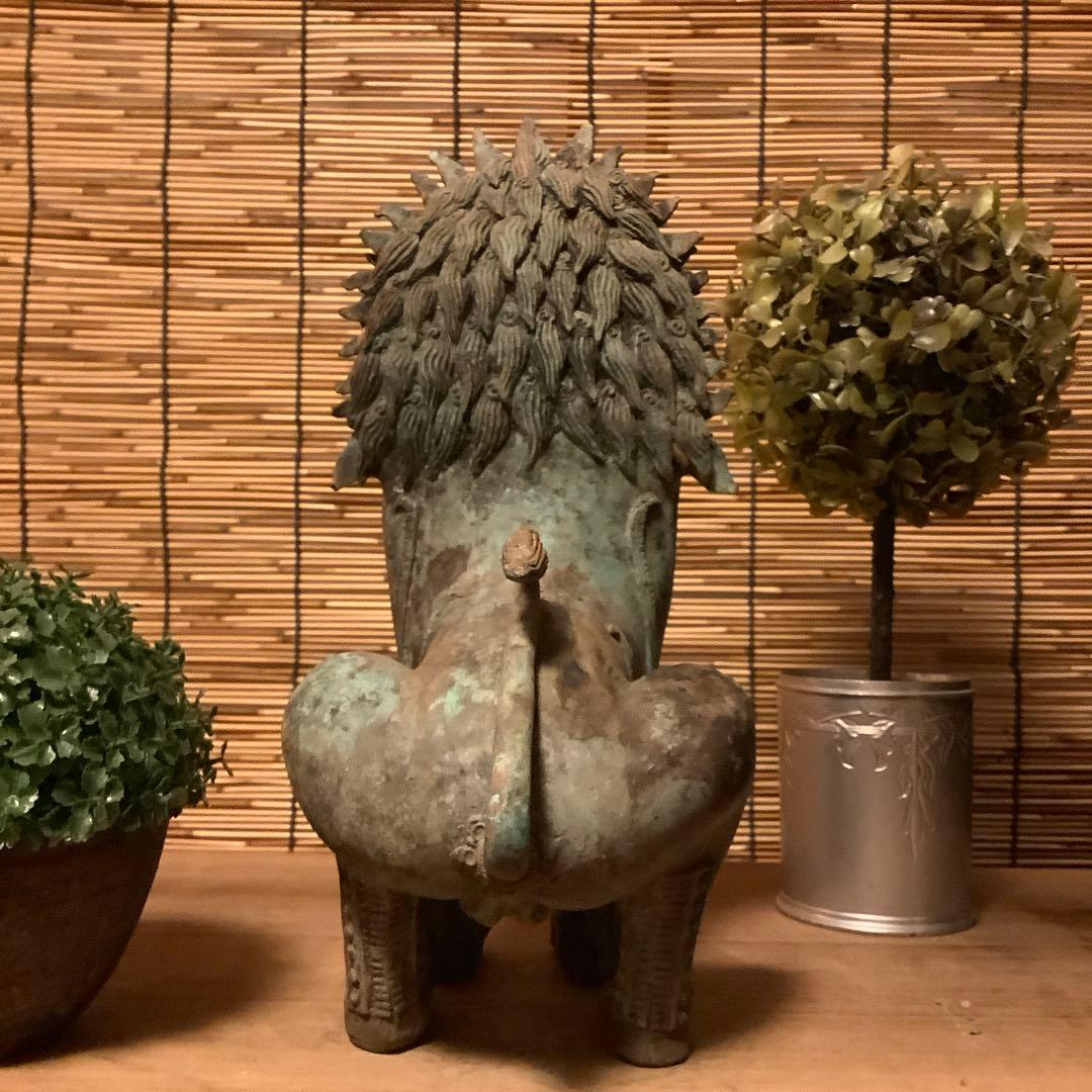 中国唐代「聖獣・唐獅子」神獣・霊獣・魔除け・守護・初唐様式・青銅・出土発掘