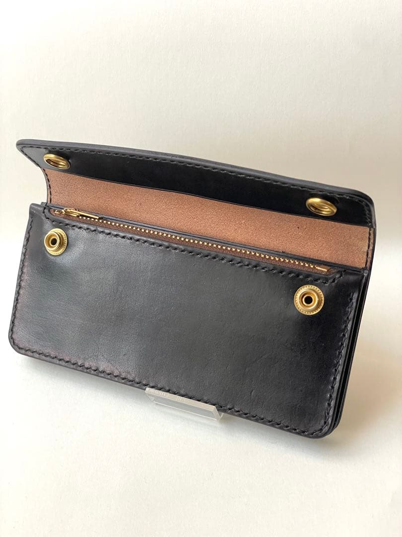 ロングトラッカーウォレット｜三層タイプ｜本革（牛革）ヌメ革 ×手縫い ×真鍮金具