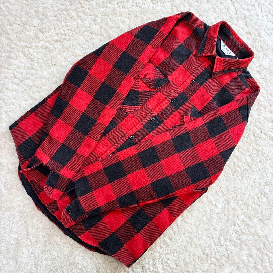 70-80s USA製FIVE BROTHERキルティングネルシャツM 三角タグ