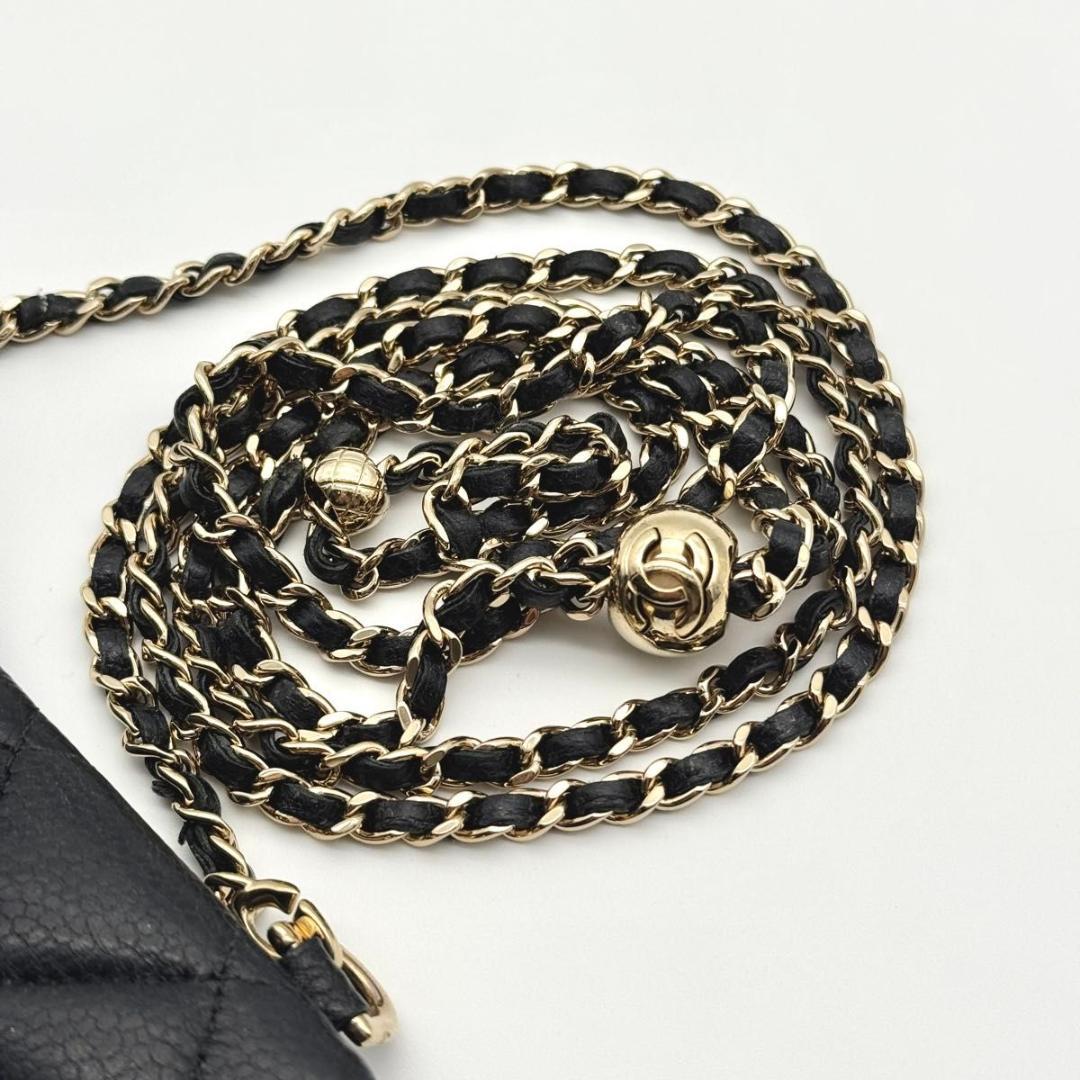 美品 CHANEL iPhone 13 Pro ケース キャビアスキン ブラック