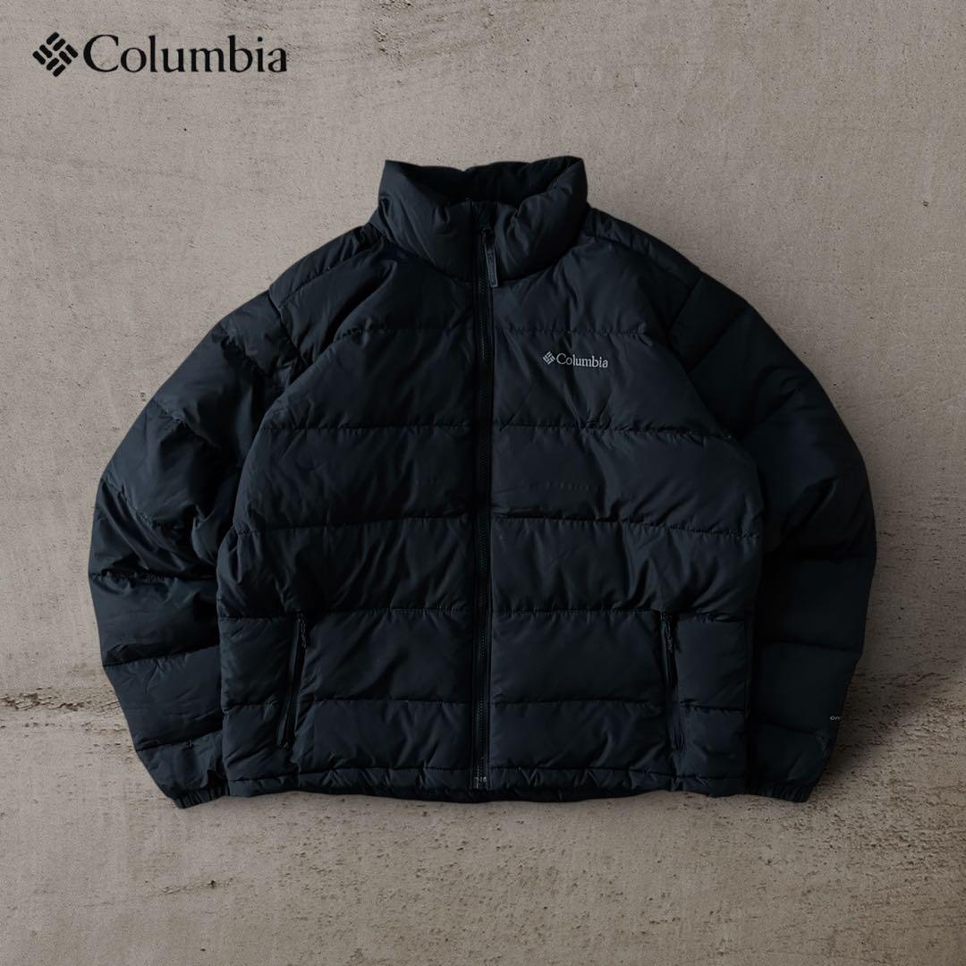 古着Colombiaコロンビア中綿ダウンジャケットドローコード刺繍ロゴ短丈テック