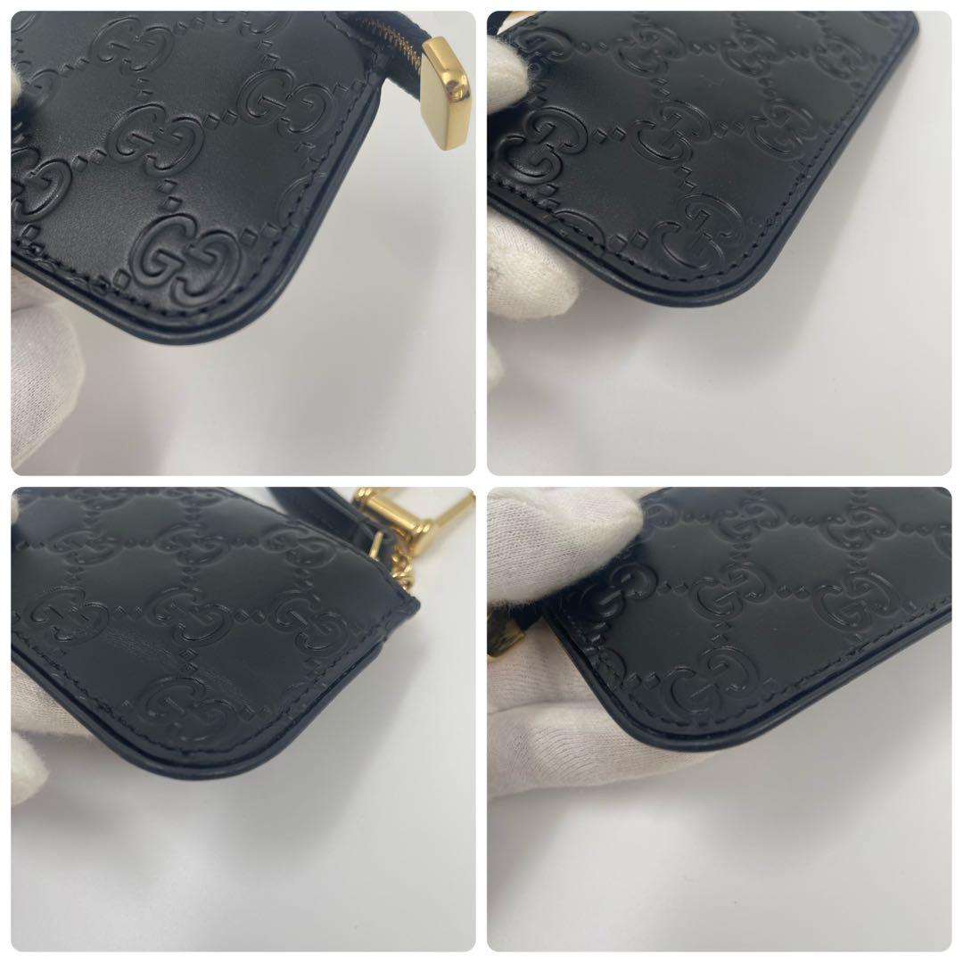 【✨未使用級】 GUCCI ケース シマ GG キーリング レザー 黒