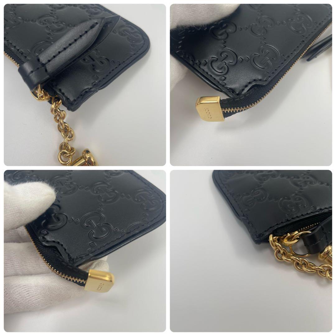 【✨未使用級】 GUCCI ケース シマ GG キーリング レザー 黒