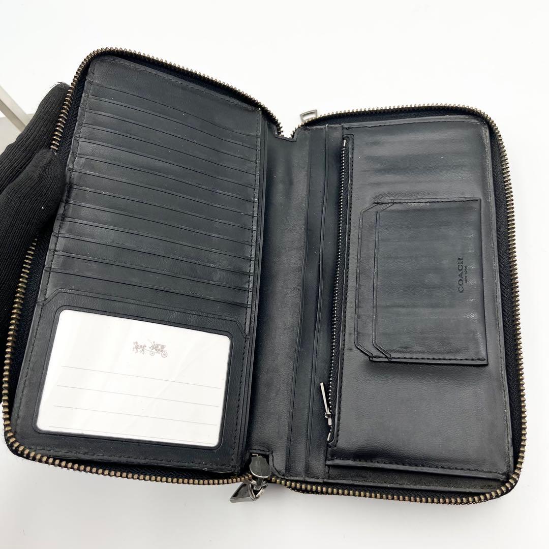 コーチ オーガナイザー ダブルジップ シグネチャー レザー エンボスロゴ