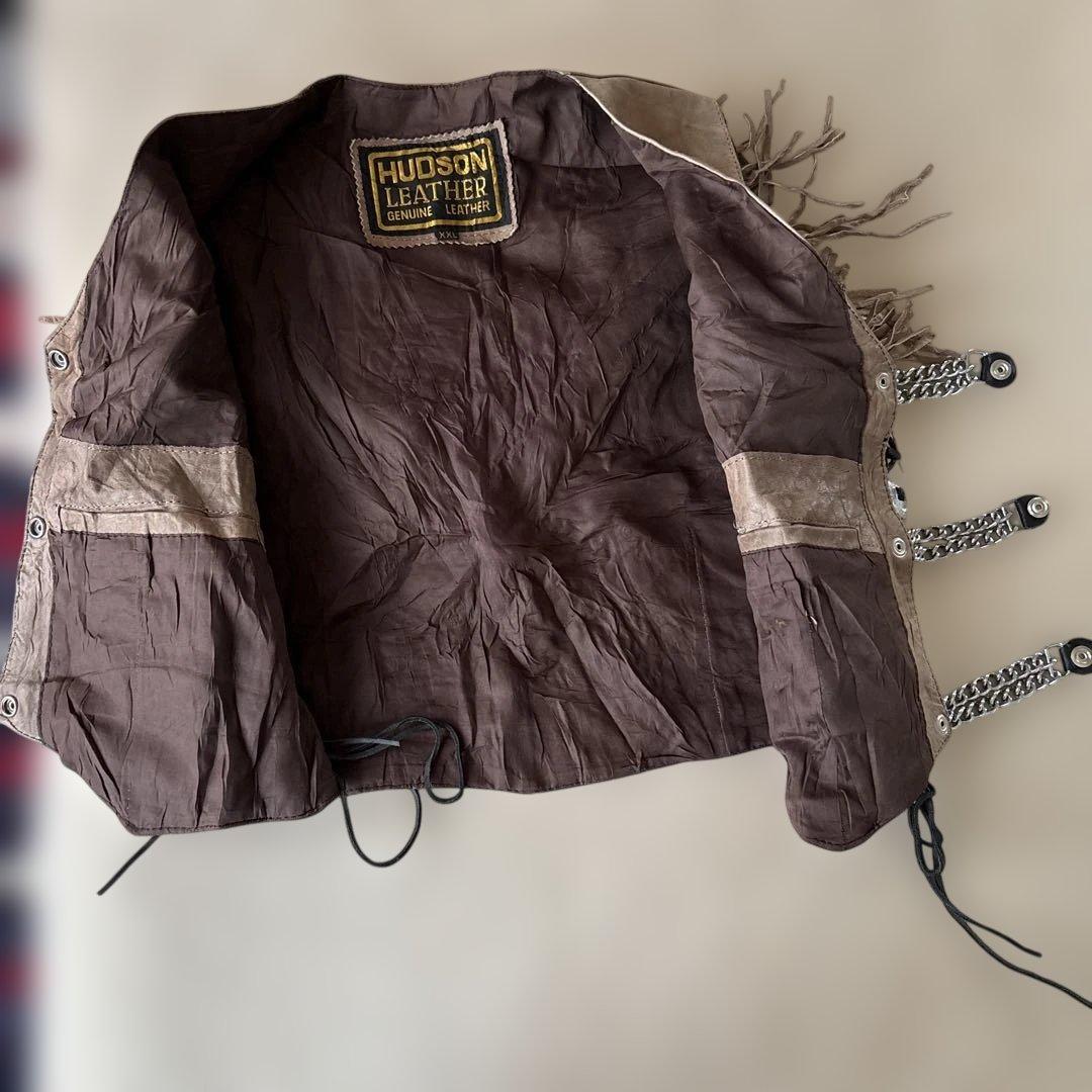 HUDSON LEATHER フリンジ レザージャケットＸＸＬ￼スナップボタン￼
