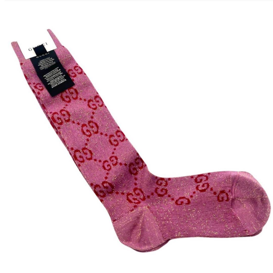 【未使用品】　GUCCI　グッチ　ソックス　ラメ　ファブリック　GG柄　廃盤　Ｓ