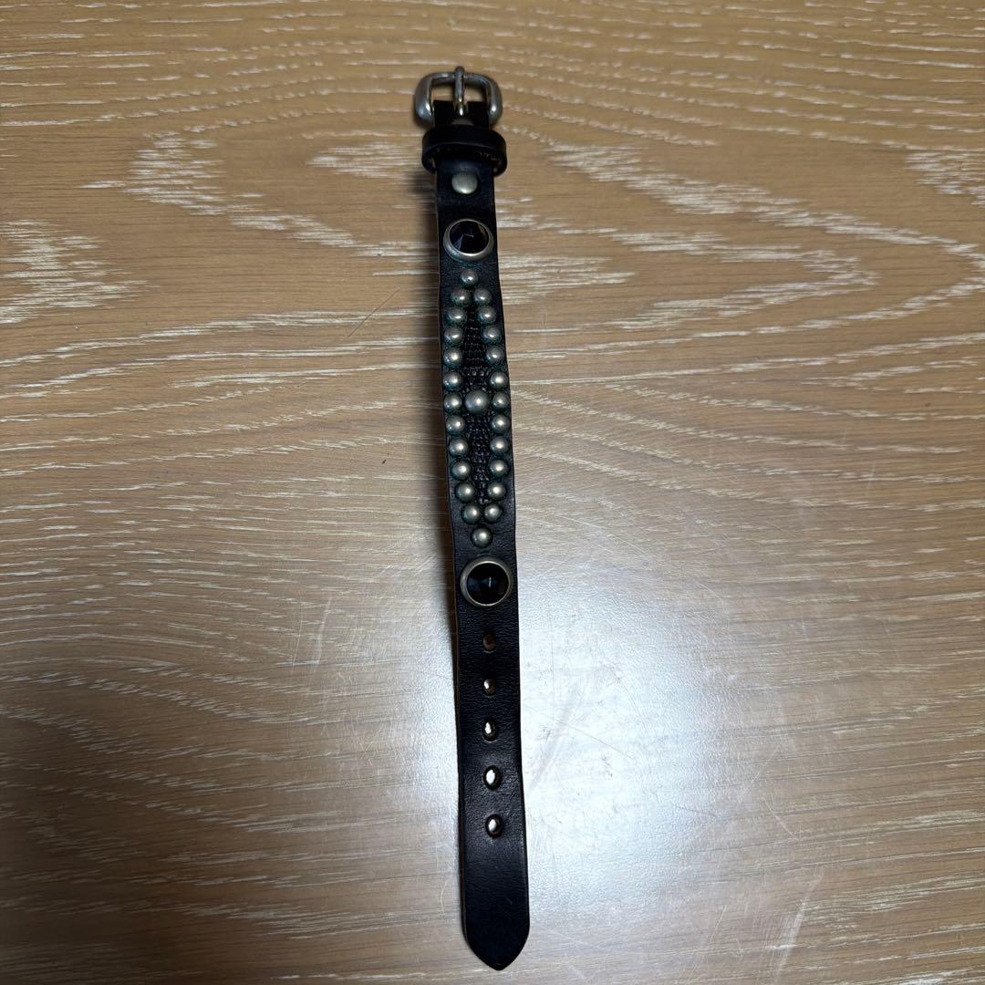 WOLF'S HEAD ウルフズヘッド15ミリ　スタッズ付き黒レザーバング