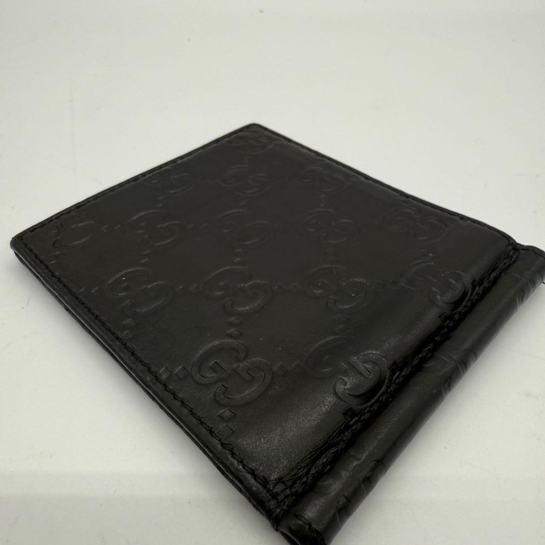 ✨美品✨グッチ マネークリップ 札入れ 財布 シマレザー GG柄 ブラック