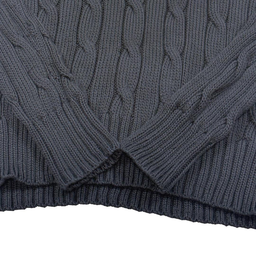 【るる】ポロラルフローレン 現行 Vネック ケーブルニット セーター 黒