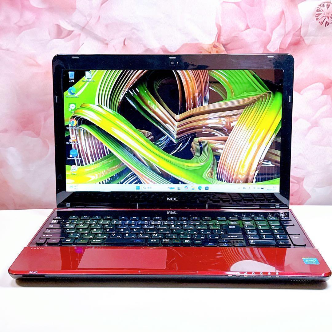 新品爆速SSD✨windows11ノートパソコン✨赤 オフィス カメラ お洒落