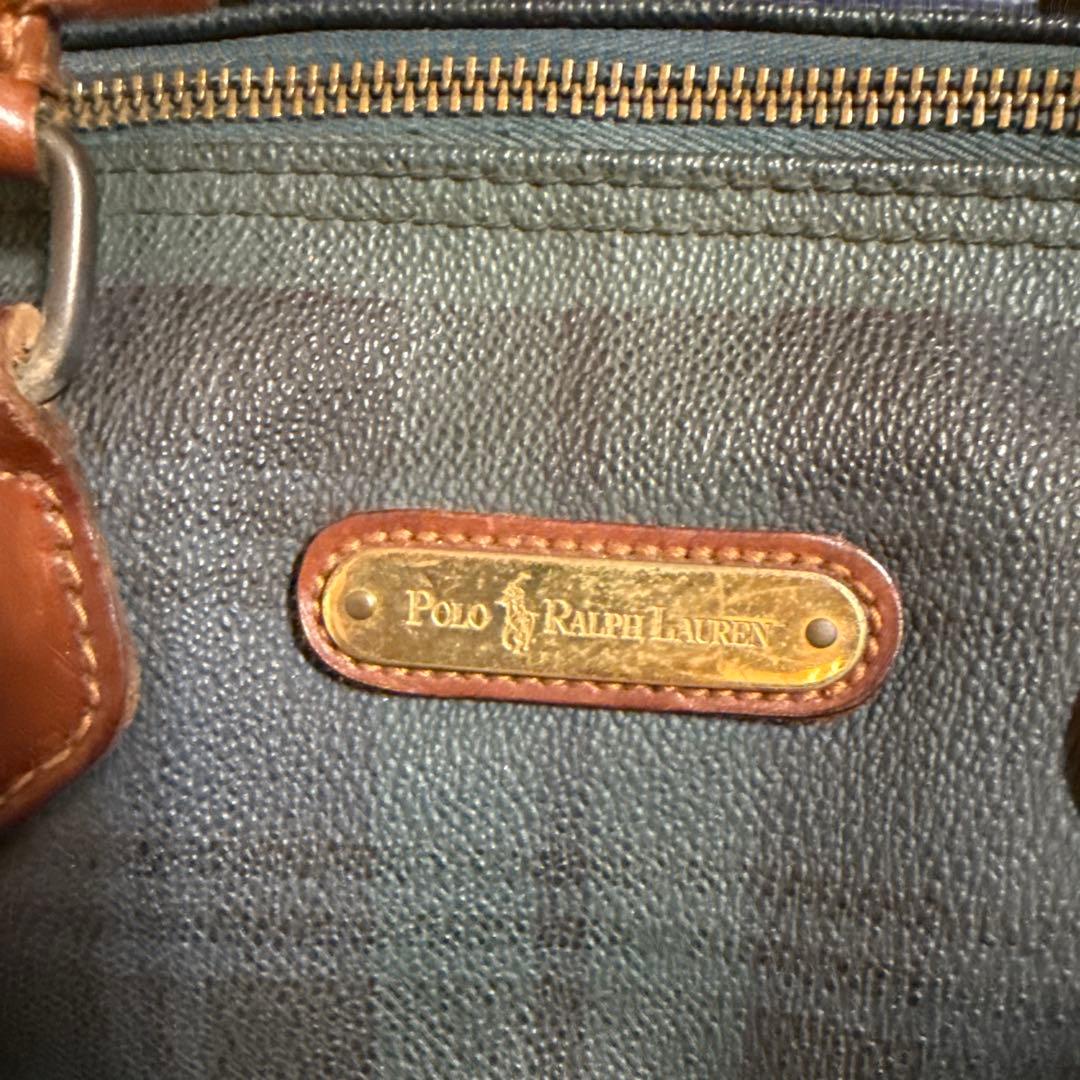 ラルフローレン　ミニボストンバック　チェック柄　PVC