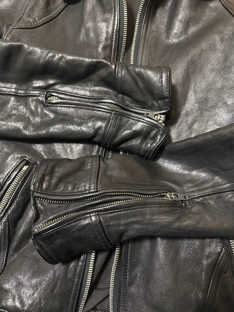 ジャックローズ ヴィンテージ 加工 ライダース ブラック レザー 山羊革