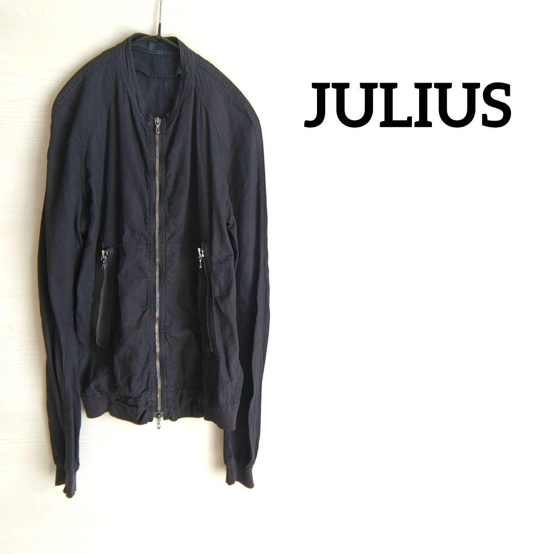 ユリウス♡JULIUS　ジャケット　薄手　黒　ジップアップ　綿100 コットン