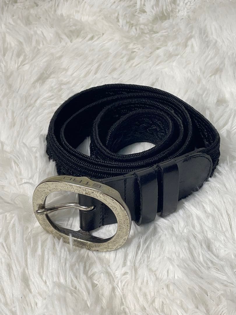 ETRO エトロ 編み込み 本革　レザーメッシュベルト ブラック イタリア製