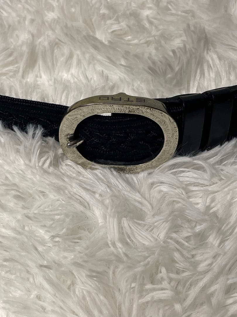 ETRO エトロ 編み込み 本革　レザーメッシュベルト ブラック イタリア製