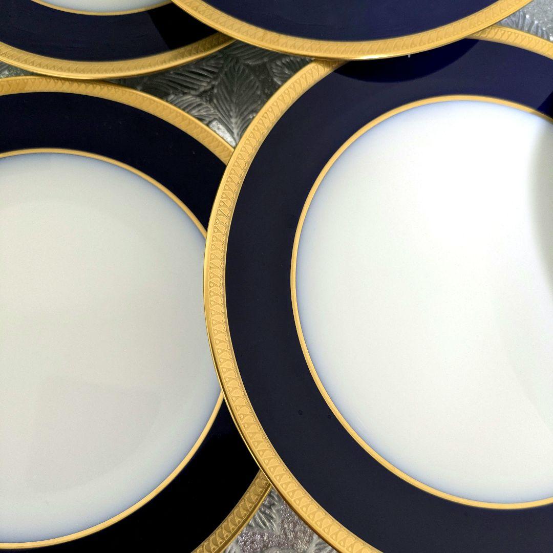 大倉陶園　デザート皿　20cm皿 瑠璃片葉金蝕デザート皿　6枚組　(未使用)