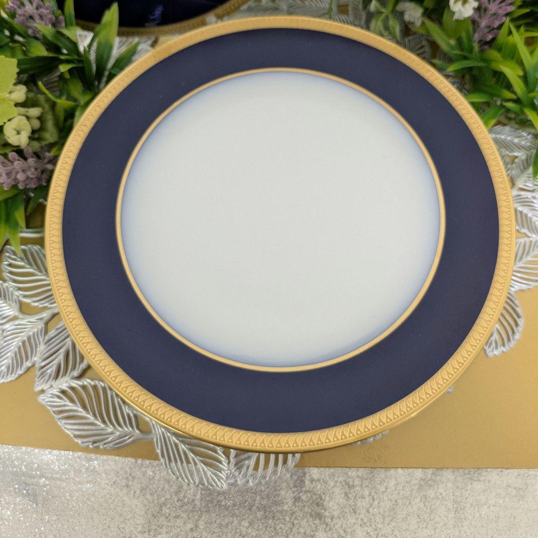 大倉陶園　デザート皿　20cm皿 瑠璃片葉金蝕デザート皿　6枚組　(未使用)