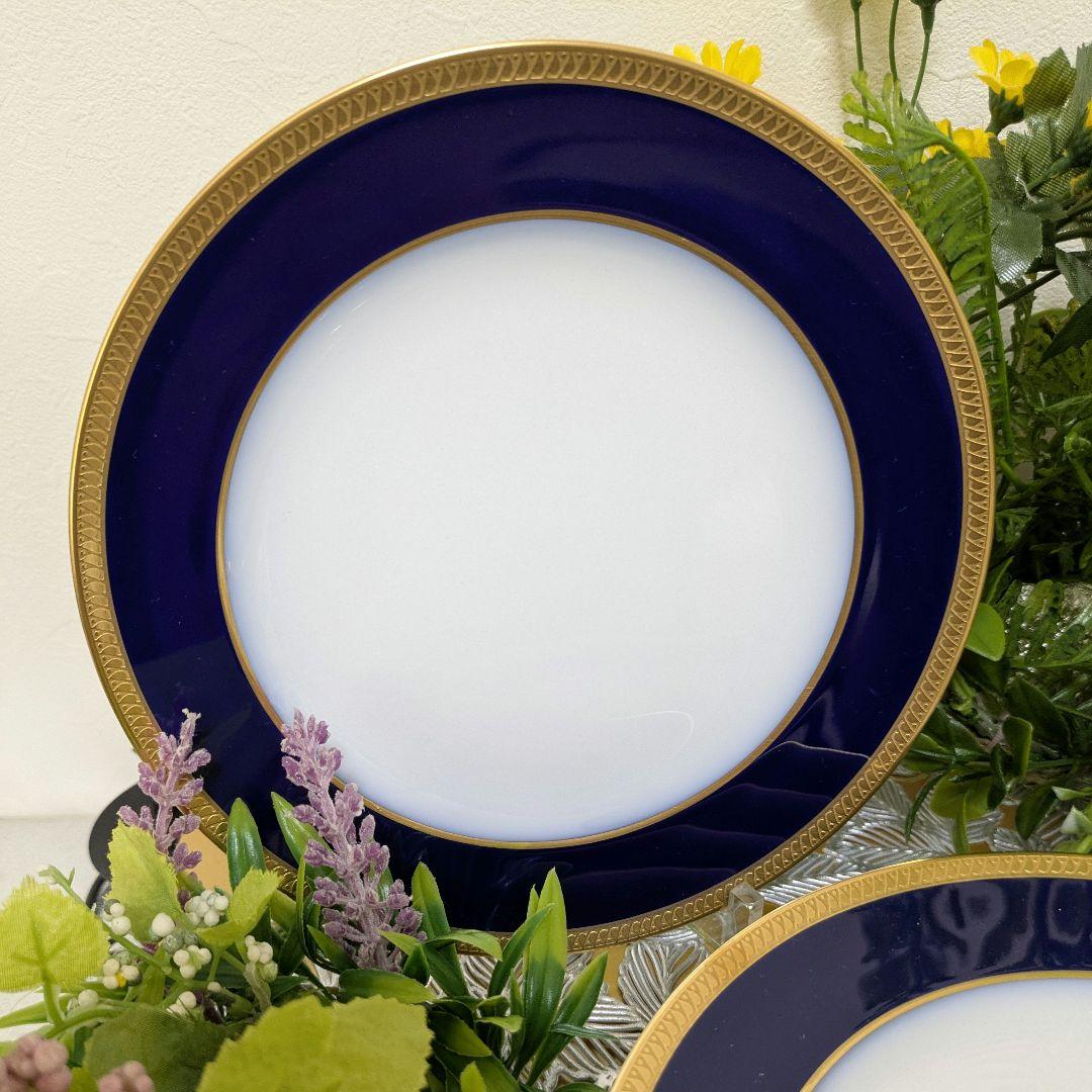 大倉陶園　デザート皿　20cm皿 瑠璃片葉金蝕デザート皿　6枚組　(未使用)