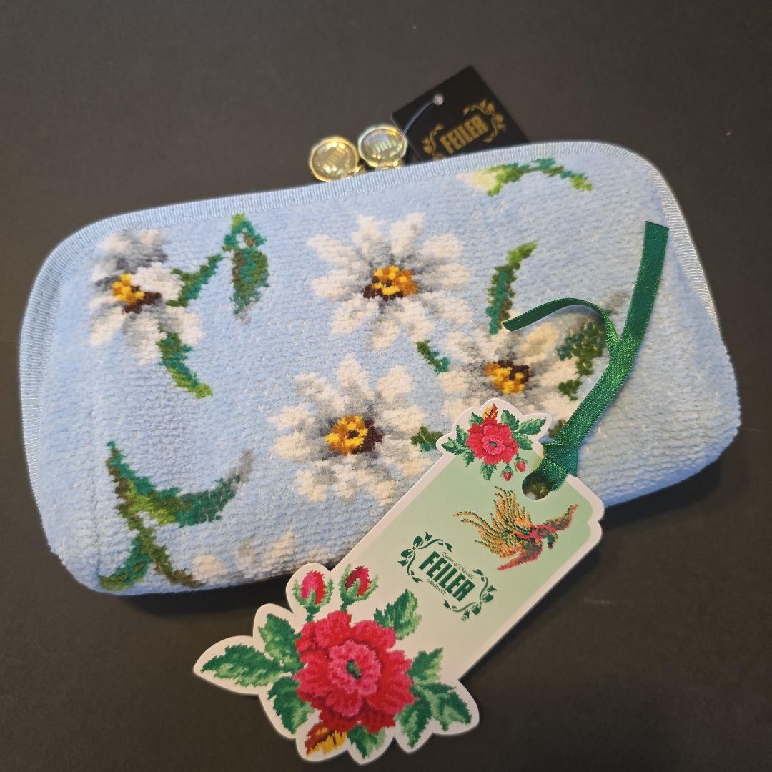 フェイラー　ホワイトマーガレット ハンカチ&ポーチ(財布)