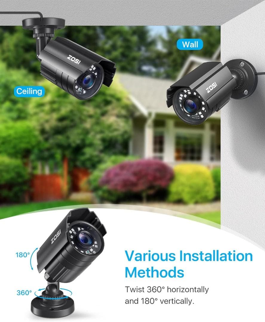 防犯カメラ - 1080P、赤外線24個、金属製