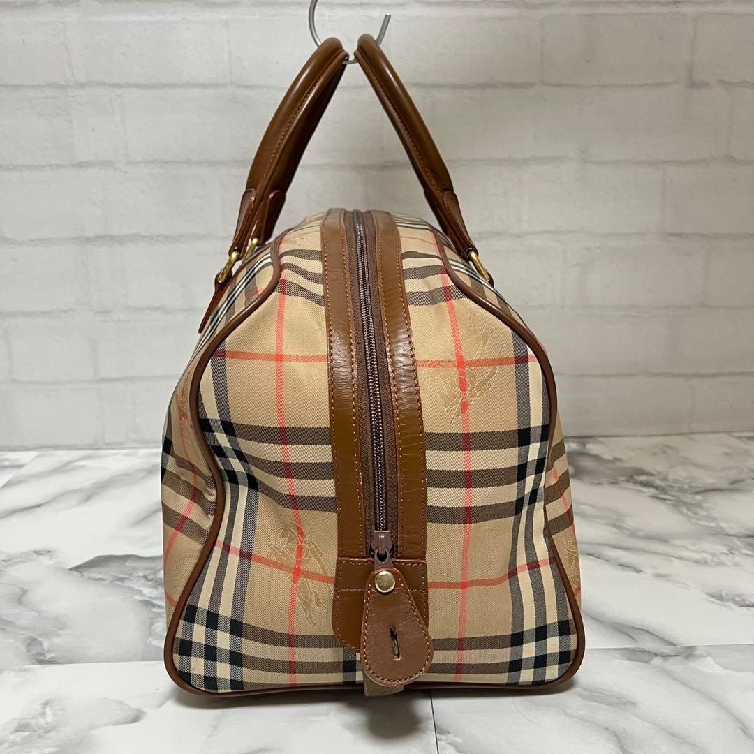 【美品】バーバリー　ボストンバッグ　月桂樹　ノバチェック　シャドーホース