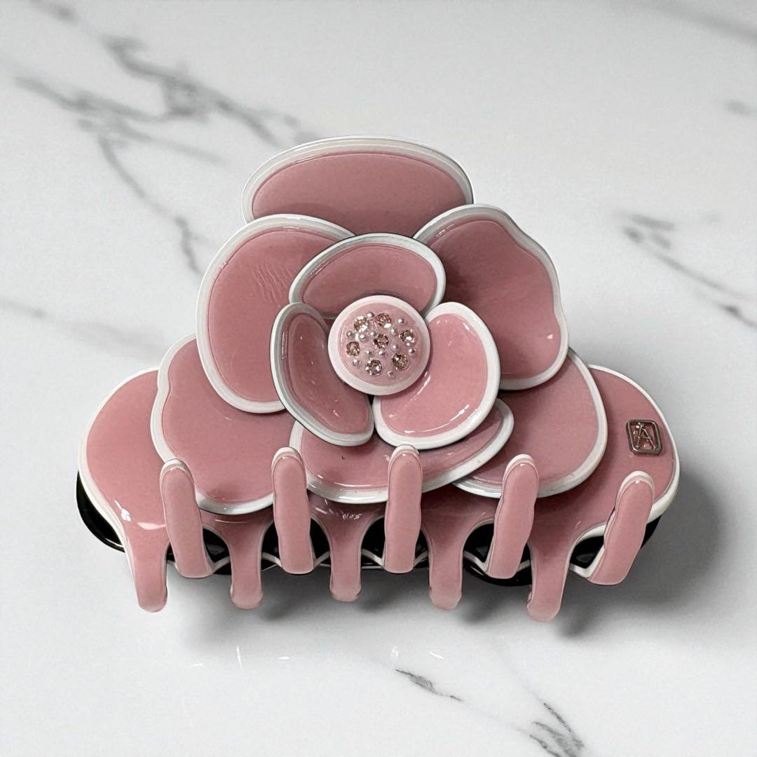 アレクサンドルドゥパリ　カメリアクリップ　ピンク　ビジュー　ヘアクリップ