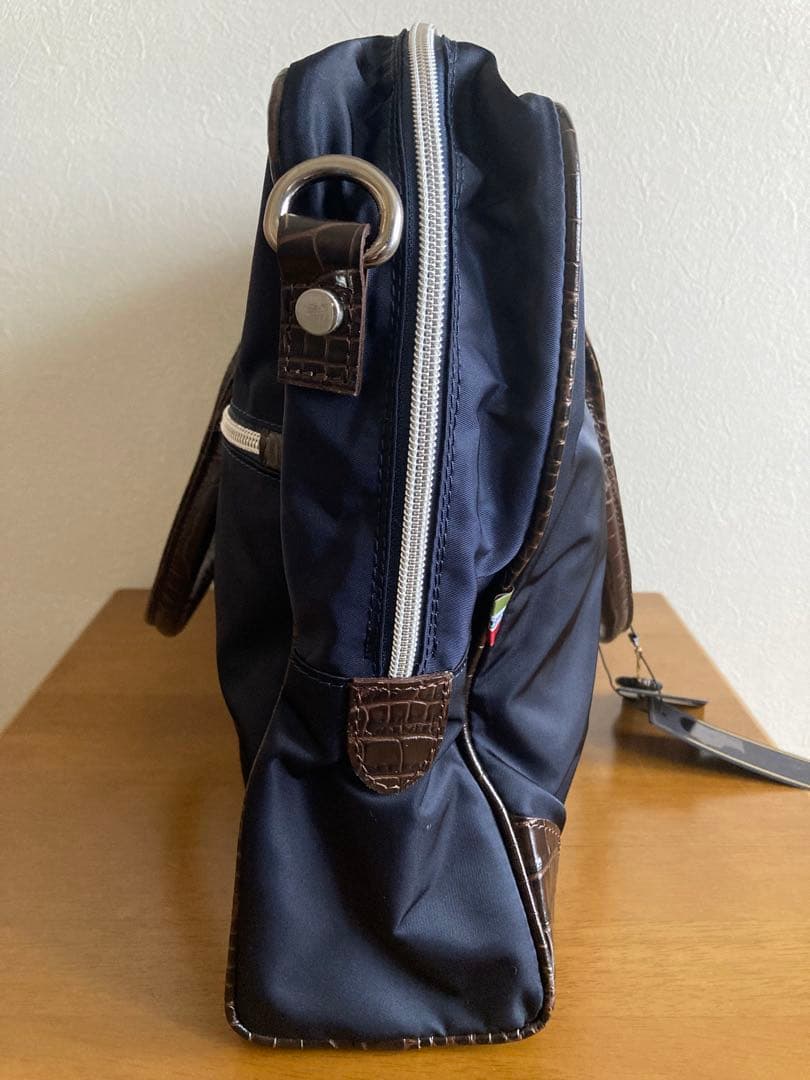 【まる】オロビアンコ クロコ型押しビジネストートバッグ2way ネイビー