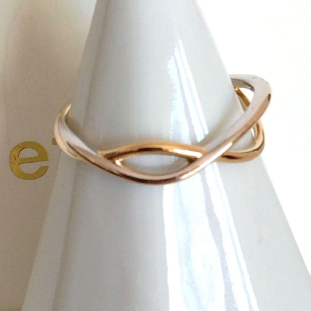 エテ K10 11号 コンビカラー クロス リング ゴールド ライン レア 美品