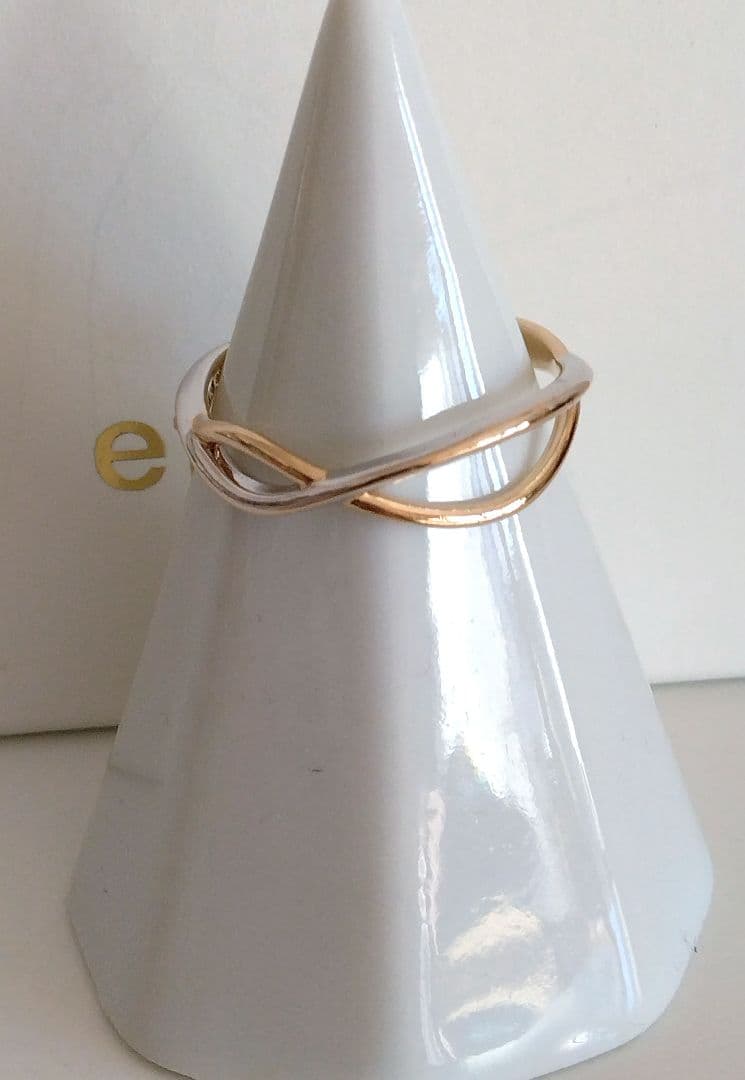 エテ K10 11号 コンビカラー クロス リング ゴールド ライン レア 美品