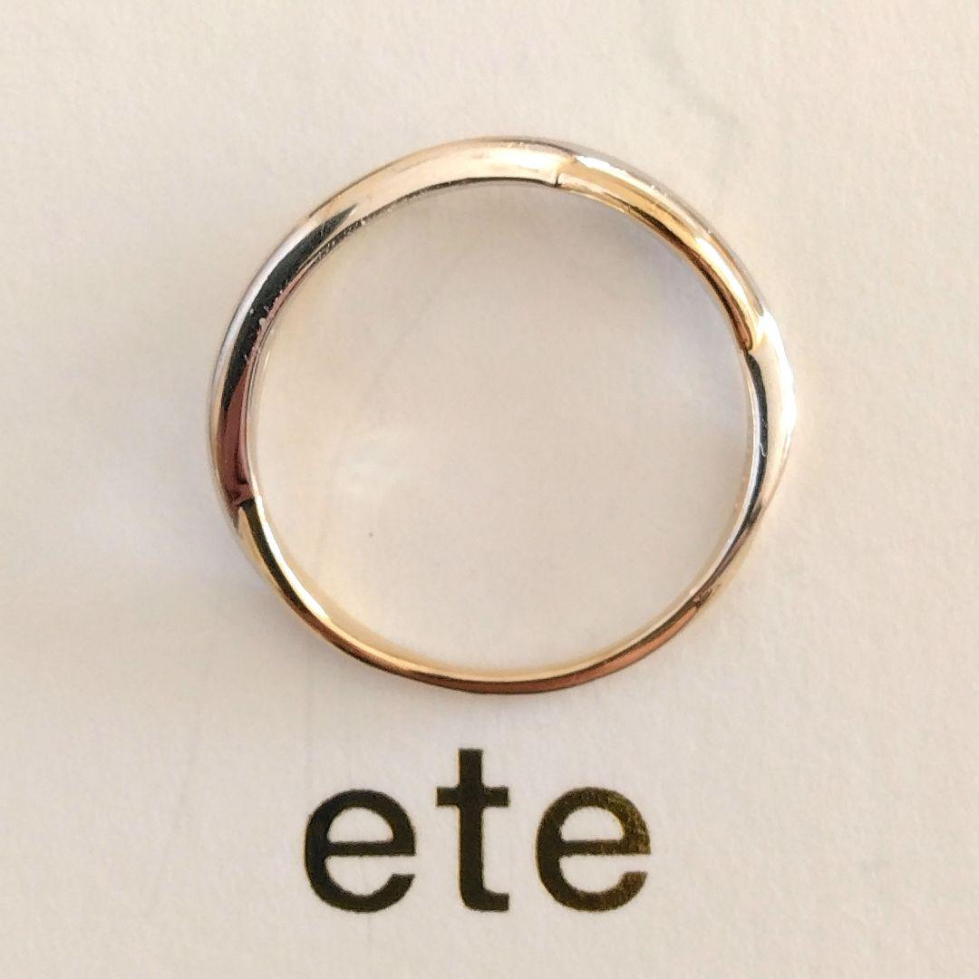 エテ K10 11号 コンビカラー クロス リング ゴールド ライン レア 美品