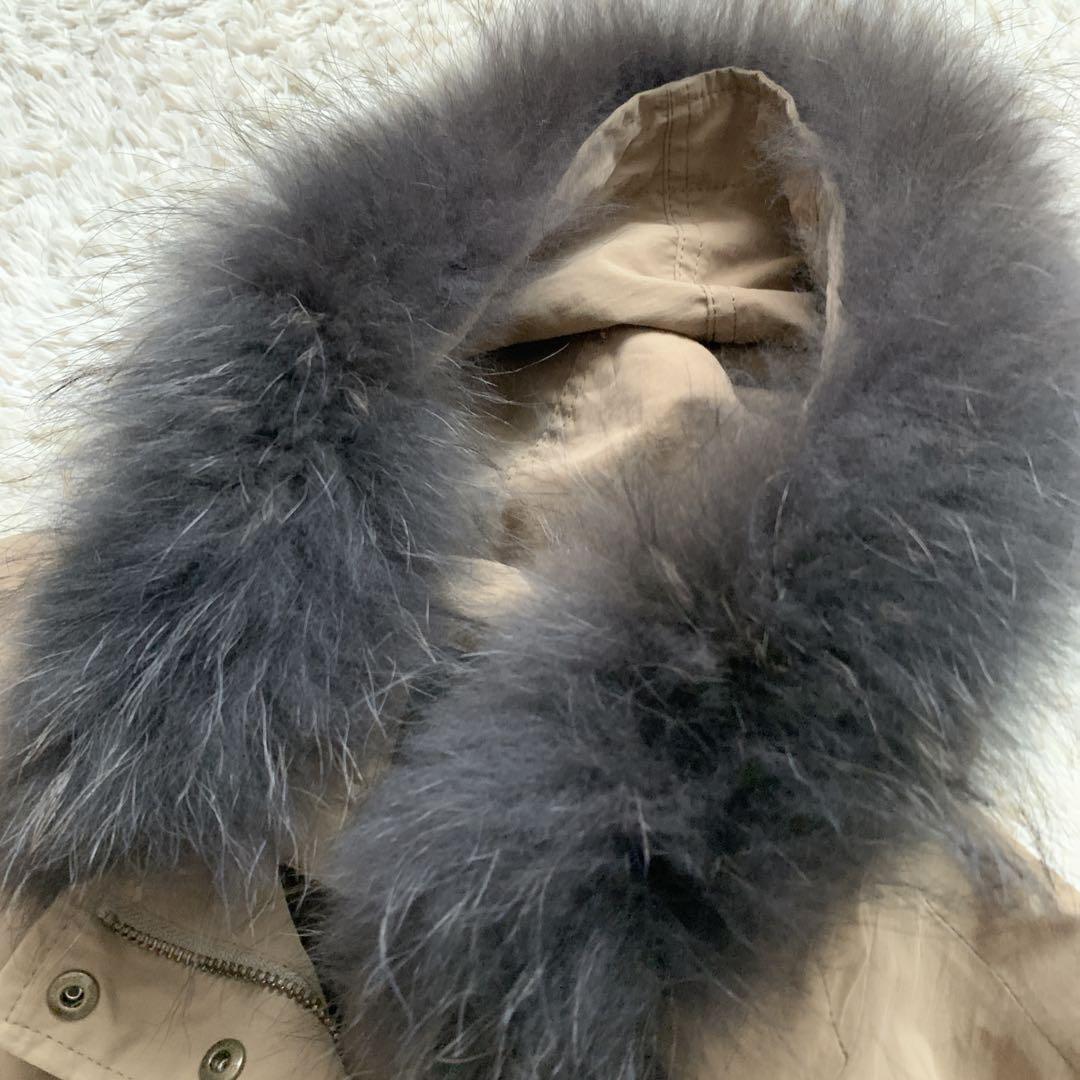 23区 モッズコート ベージュ サイズ44 ラクーンファー　ダブルジップ