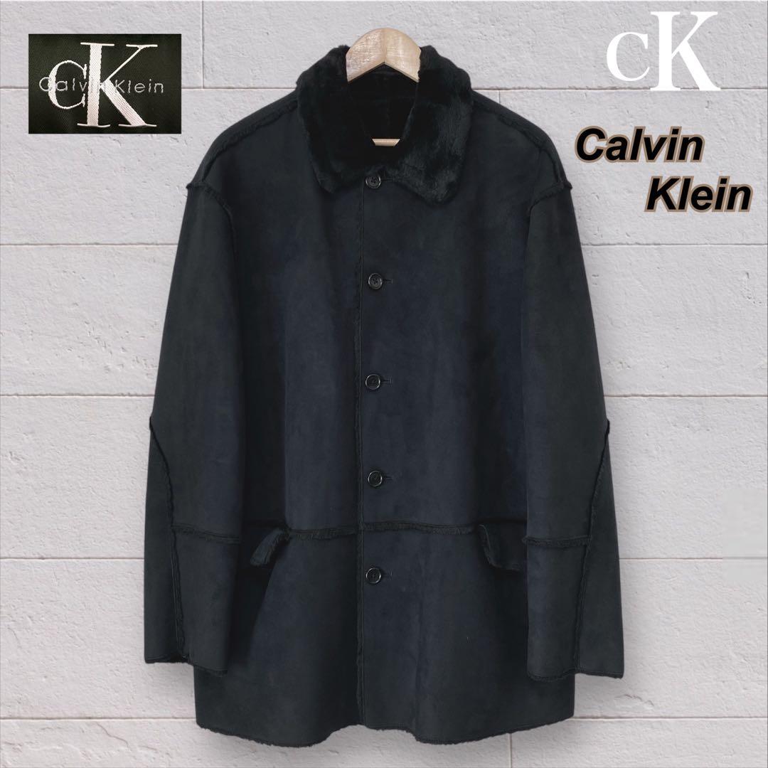 パ*歳様   カルバンクライン　ブラック　コート　ムートン