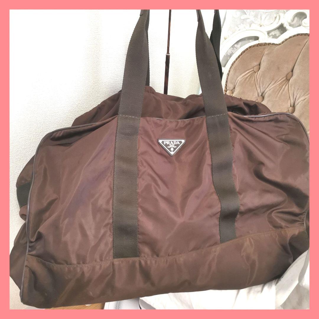 【良品】プラダPRADA大きめ肩掛けボストンバッグトートバッグ 鑑定済！