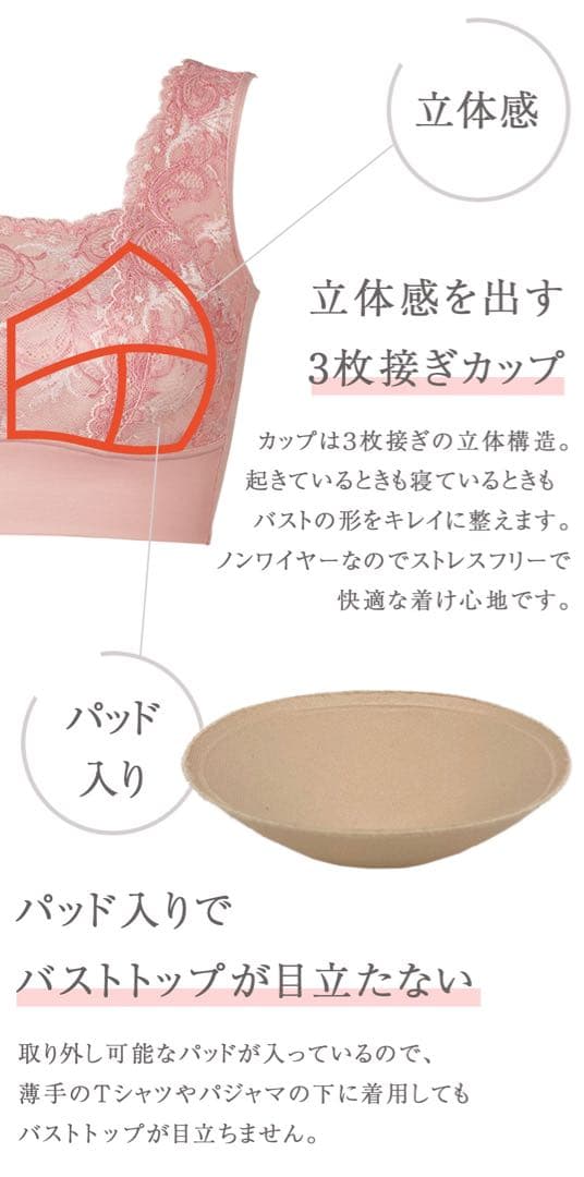 【新品】マルコ　寝ながら美肌おやすみブラ　ピンク　3L ブラジャー　ナイトブラ
