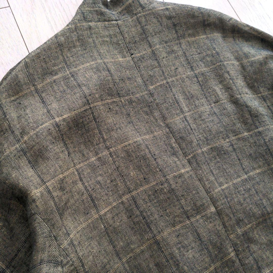 希少 YANTOR 起毛リネン 袈裟コート ストライプ裏地 15AW ヤントル