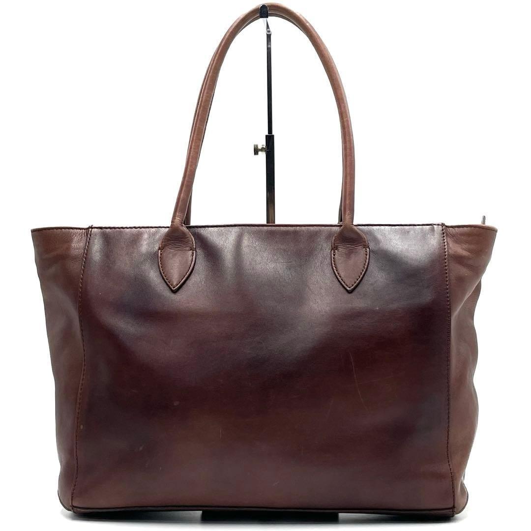 美品●マザーハウス トートバッグ ビジネスバッグ 肩掛け A4 ブラウン レザー