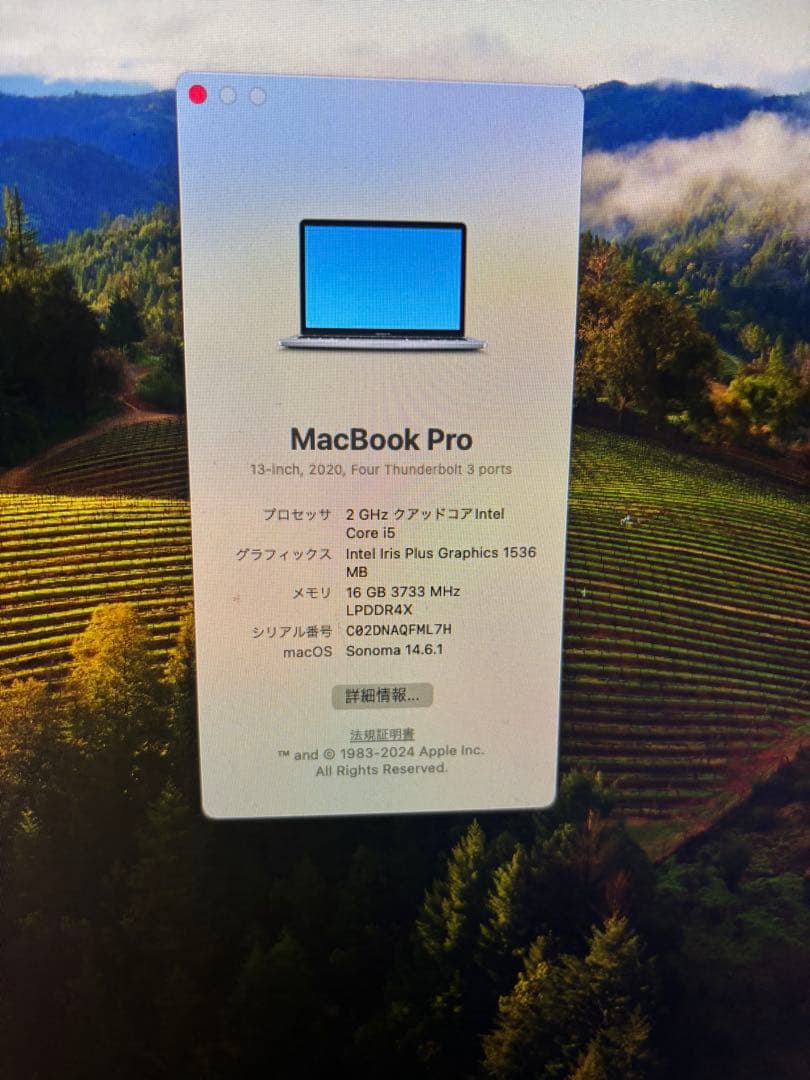 Apple MacBook Pro 2020 13インチ　ジャンク　初期化済み