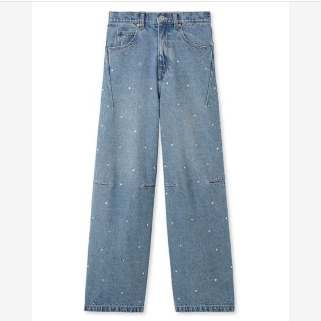 リリーブラウン　ハートビジューワイドデニムパンツ