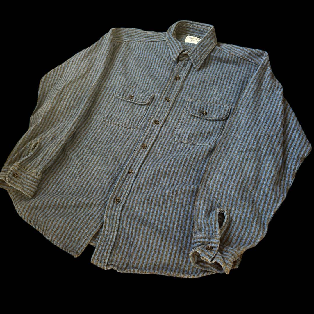 80s 90s five brother 青黒 ギンガム ヘビネル ネルシャツ