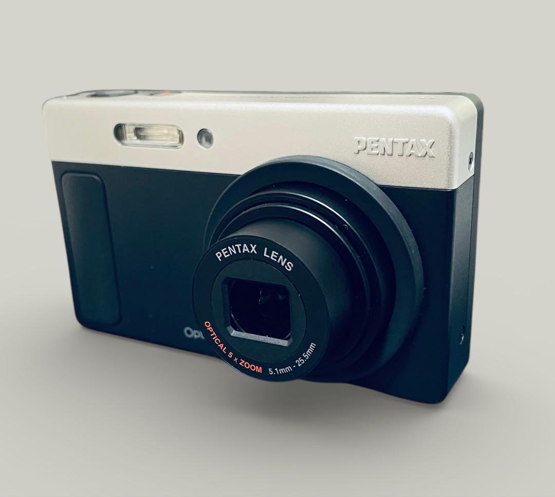 （美品）PENTAX Optio H90 コンパクトデジタルカメラ 銀x黒カラー