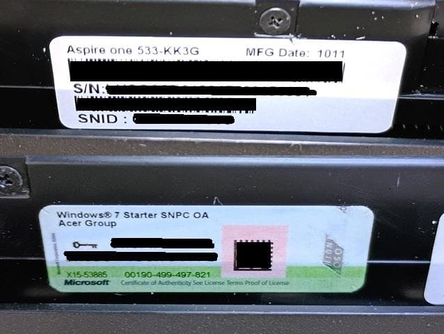 ★ノートPC acer Aspire one 533 Windows7 美品