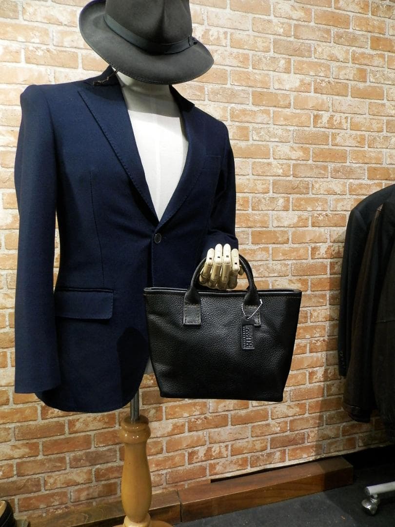 ☆XSサイズ☆黒シュリンクレザー×赤裏地のミニトートバッグ姫路レザー本革